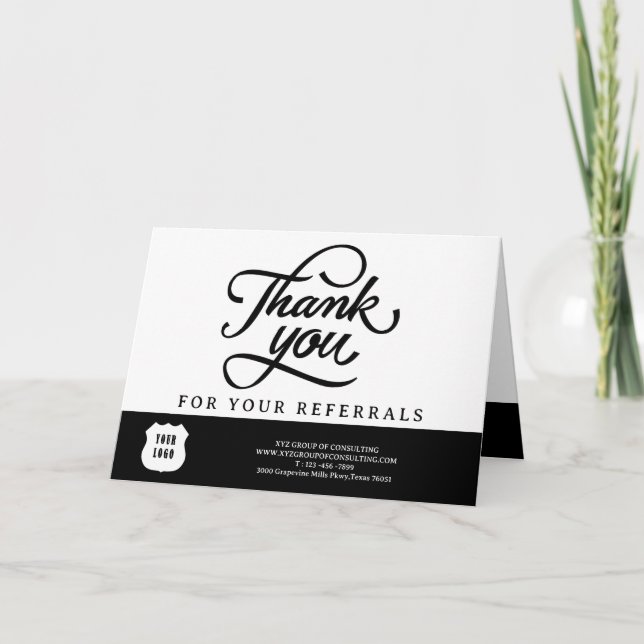 Modern Custom Logo Business Referral Thank You Card (Front)