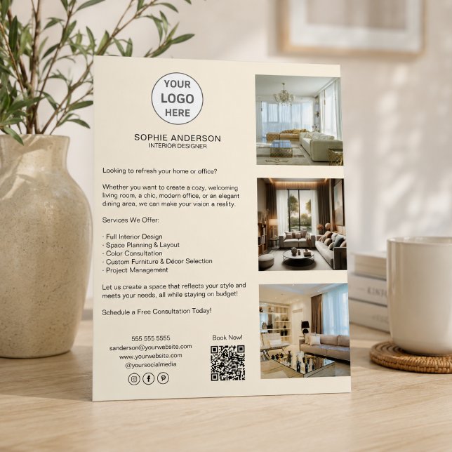 Modern Custom Logo Cream Professional Business Flyer (Modern Custom Logo Cream Professional Business Flyer)