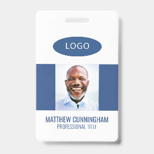 Modern Custom Logo Employee Name Barcode ID Badge