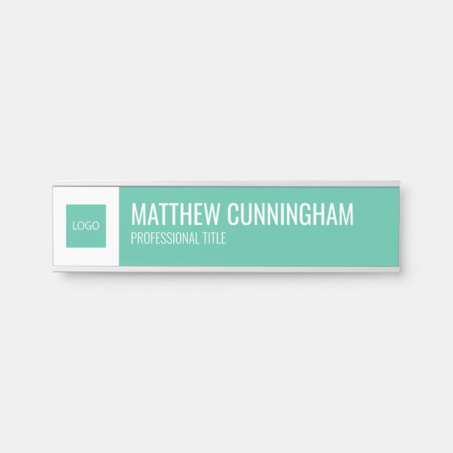 Modern Custom Logo Employee Name Job Title Door Sign (Front)