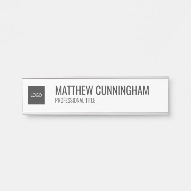 Modern Custom Logo Employee Name Job Title Door Sign (Front)