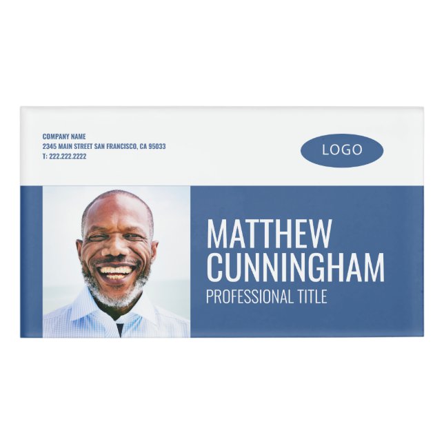 Modern Custom Logo Employee Name Name Tag (Front)