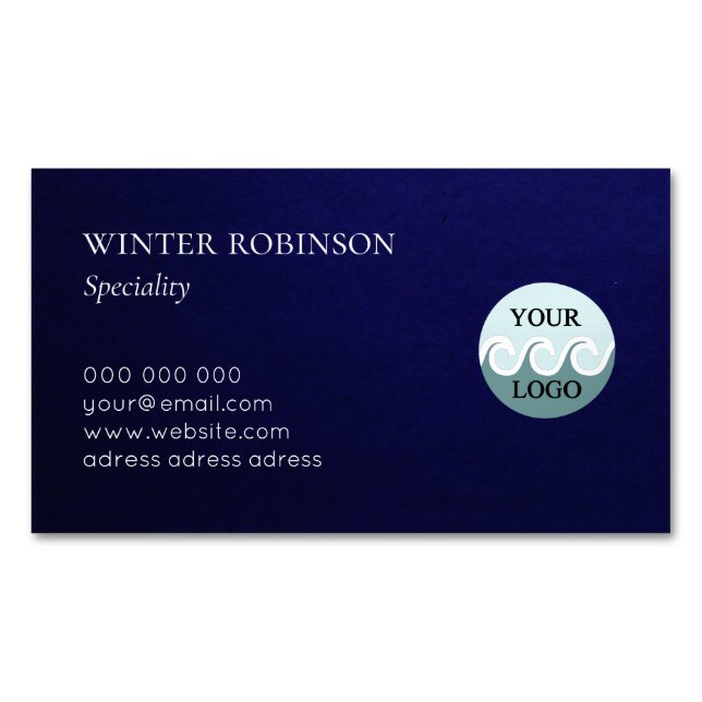Modern custom logo minimalist midnight blue  busin 	Magnetic business card (Front)