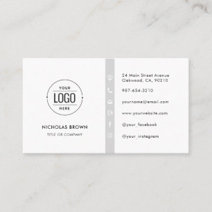 Modern Custom Logo Modern Minimalist Social Media Business Card