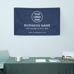 Modern Custom Logo Navy Blue Business Branding Banner