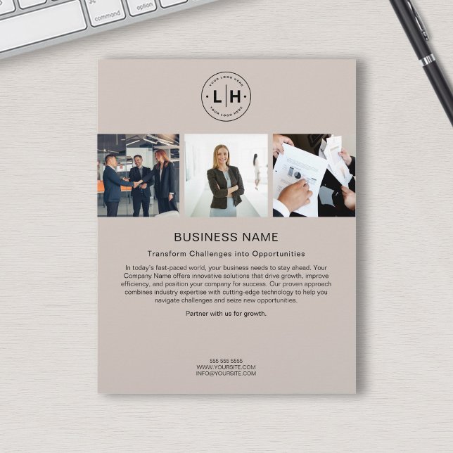 Modern Custom Logo Photo Beige Corporate Business  Flyer (Modern Custom Logo Photo Beige Corporate Business Flyer)