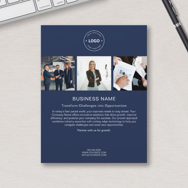 Modern Custom Logo Photo Blue Corporate Business  Flyer (Modern Custom Logo Photo Blue Corporate Business Flyer)
