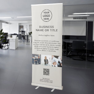 Modern Custom Logo Photo QR Corporate Business Retractable Banner