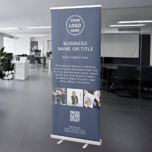 Modern Custom Logo Photo QR Corporate Business Retractable Banner