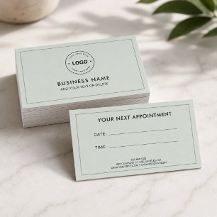Modern Custom Logo Professional Sage Green Appointment Card