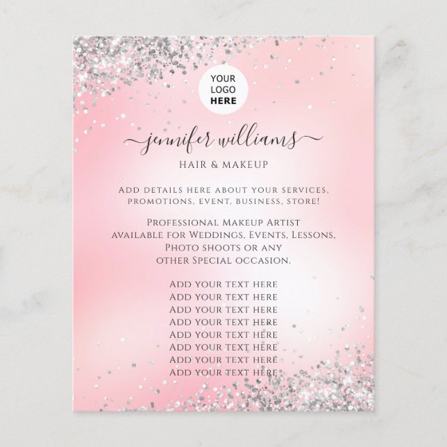 Modern Custom Logo Promotional Glitter Pink Flyer (Front)