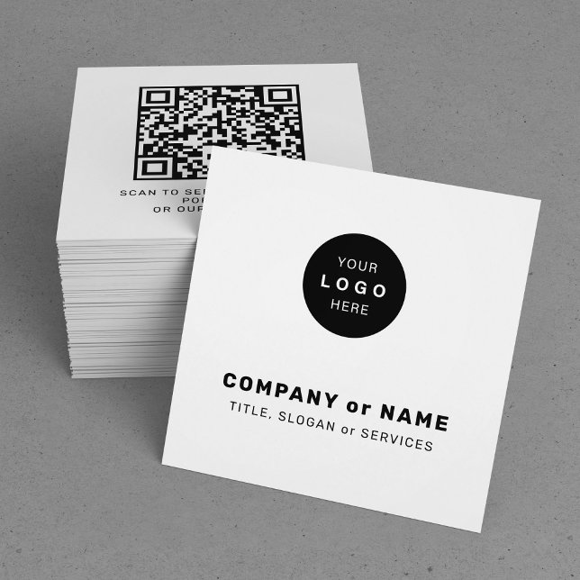 Modern custom logo QR code website Square Business Card (Creator Uploaded)