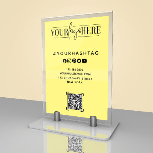 Modern Custom Logo Social Media Sign Table Card