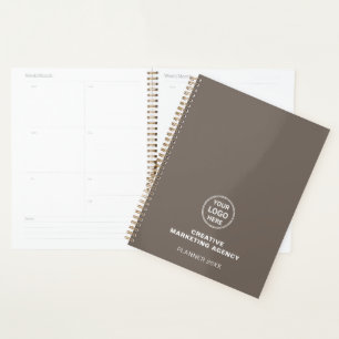 Modern Custom Logo Taupe Business Planner