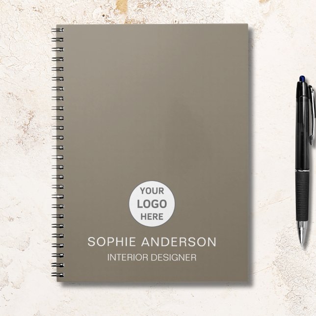 Modern Custom Logo Taupe Professional Business Notebook (Modern Custom Logo Taupe Professional Business Notebook)