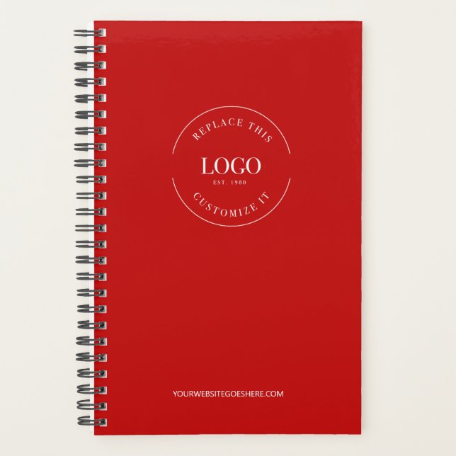 Modern Custom Logo website red Branded Planner (Front)