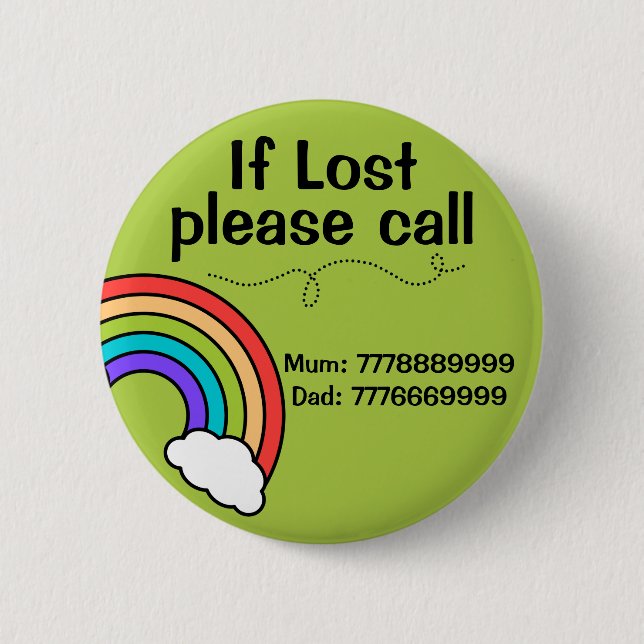 Modern Custom Lost Missing Child Id Rainbow Badge (Front)