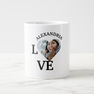 Modern Custom love heart photo template Large Coffee Mug