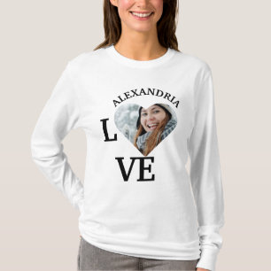 Modern Custom love heart photo template T-Shirt