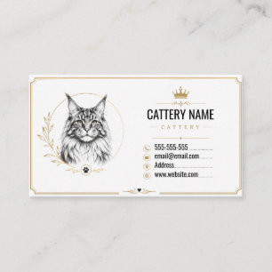 Modern Custom Maine Coon Cattery Business Card