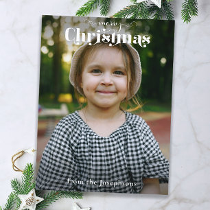 Modern Custom Merry Christmas Typography Photo Holiday Card