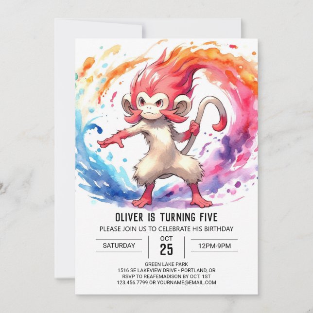 Modern Custom Monkey Birthday Invitation (Front)
