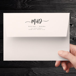 Modern Custom Monogram Brush Script Couple Wedding Envelope