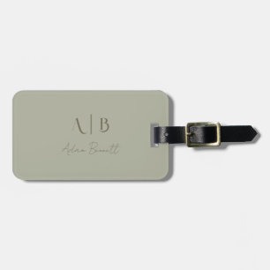 Modern Custom Monogram Initials Name Dusty Sage Luggage Tag