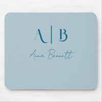 Modern Custom Monogram Initials Name Pastel Blue