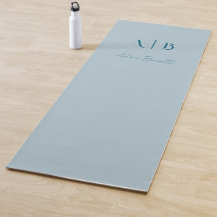 Modern Custom Monogram Initials Name Pastel Blue Yoga Mat