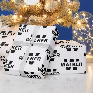 Modern Custom Monogram Name Black and White Wrapping Paper
