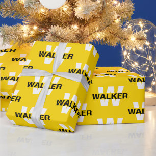Modern Custom Monogram Name Gold Gift Wrapping Paper