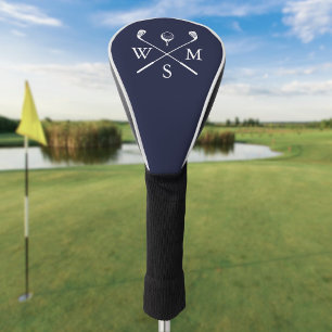 Modern Custom Monogram Navy Blue Golf Head Cover