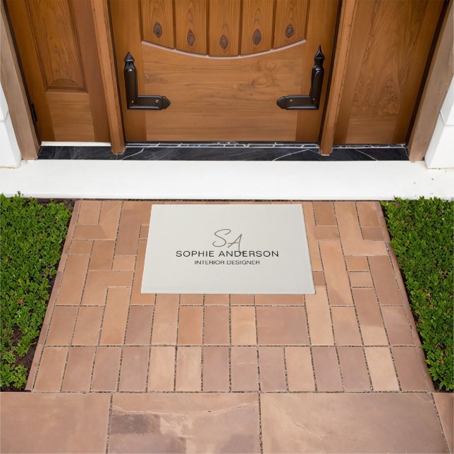 Modern Custom Monogram Professional Business Doormat (Outdoor)