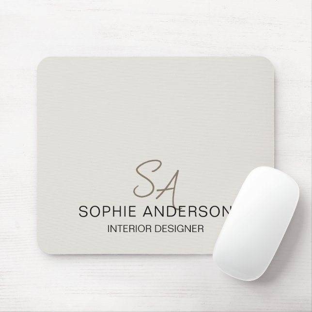 Modern Custom Monogram Professional Business Mouse Mat (With Mouse)