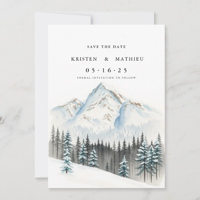 Modern Custom Mountain Save The Date (Front)
