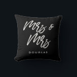 Modern custom Mrs and Mrs lesbian couple Cushion<br><div class="desc">Mrs and Mrs couple pillows,  customisable with your own name and your favourite colours.</div>