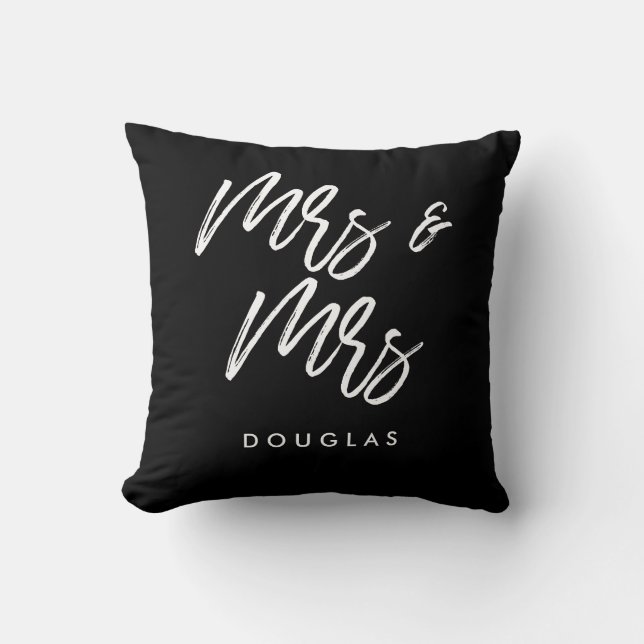 Modern custom Mrs and Mrs lesbian couple Cushion (Front)