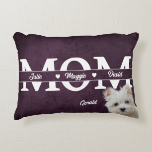 Modern Custom Mum three names plus dog Decorative Cushion