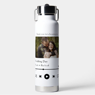 Modern Custom music song couple playlist photo Water Bottle