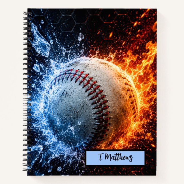 Modern Custom Name Baseball  Notebook (Front)