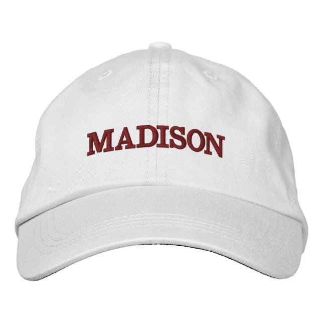 Modern Custom name burgundy text Embroidered Hat (Front)