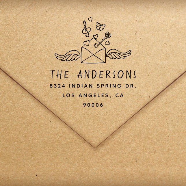 Modern Custom Name Family Return Address Rubber Stamp (Creator Uploaded)