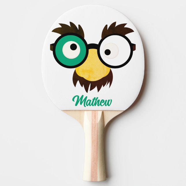 Modern Custom Name Funny Face Irish Flag Colour Ping Pong Paddle (Front)