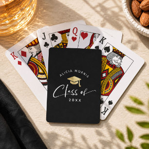 Modern Custom Name Graduation Trendy Script Gold Playing Cards