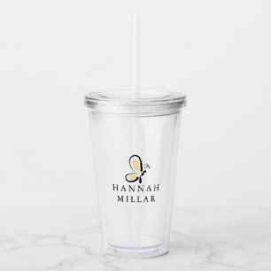 Modern Custom Name Logo Blush Pink Minimalist Acrylic Tumbler