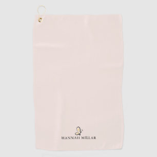 Modern Custom Name Logo Blush Pink Minimalist Golf Towel