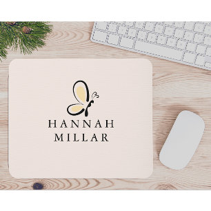 Modern Custom Name Logo Blush Pink Minimalist Mouse Mat