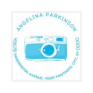 Modern Custom Name Logo Camera Return Address Self-inking Stamp