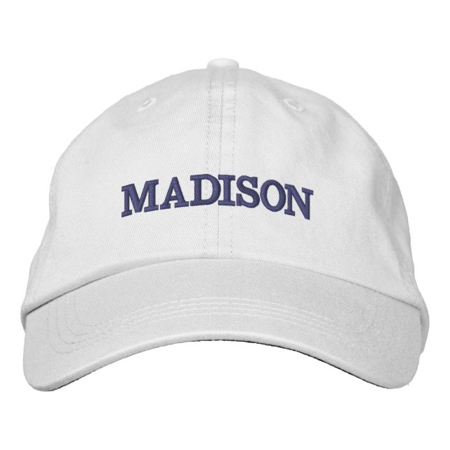 Modern Custom name navy blue text Embroidered Hat (Front)